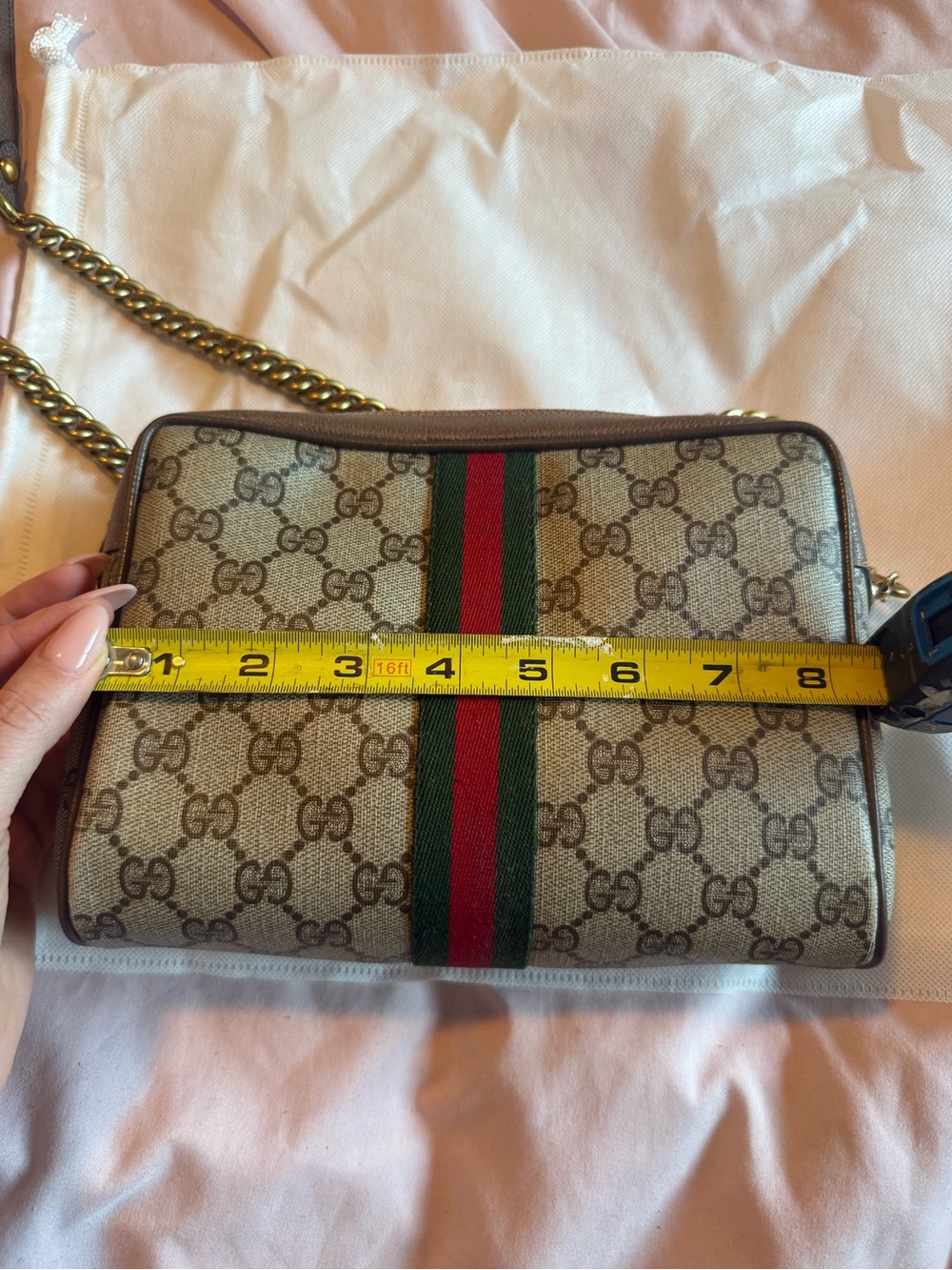 Vintage Gucci GG Supreme Web Stripe Crossbody Pouch | Excellent Condition - Picture 2 of 5